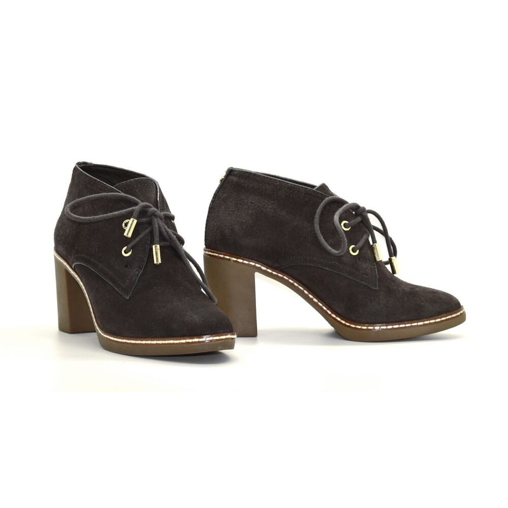 B2 Auth TORY BURCH Hilary Brown Suede Sheep Fur Lining Lace Up Bootie Size 5.5M